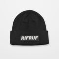 RIFRUF Beanie in black with RIFRUF box logo patch on the cuff