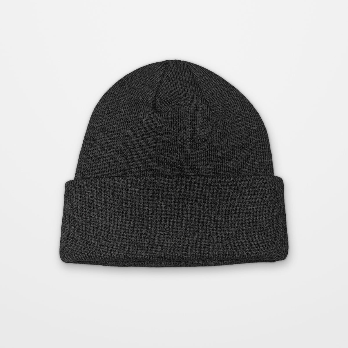 Back view of the black RIFRUF Beanie with plain cuff