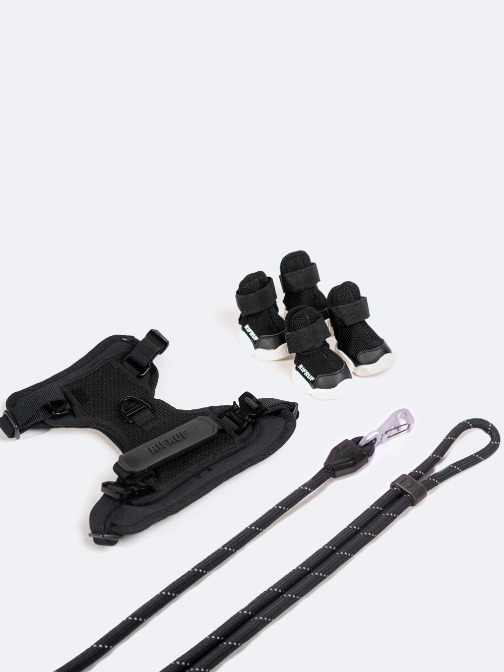 Commuter Walk Set in All Black: Caesar 1 shoes, Commuter Harness and Commuter Leash with updated clip