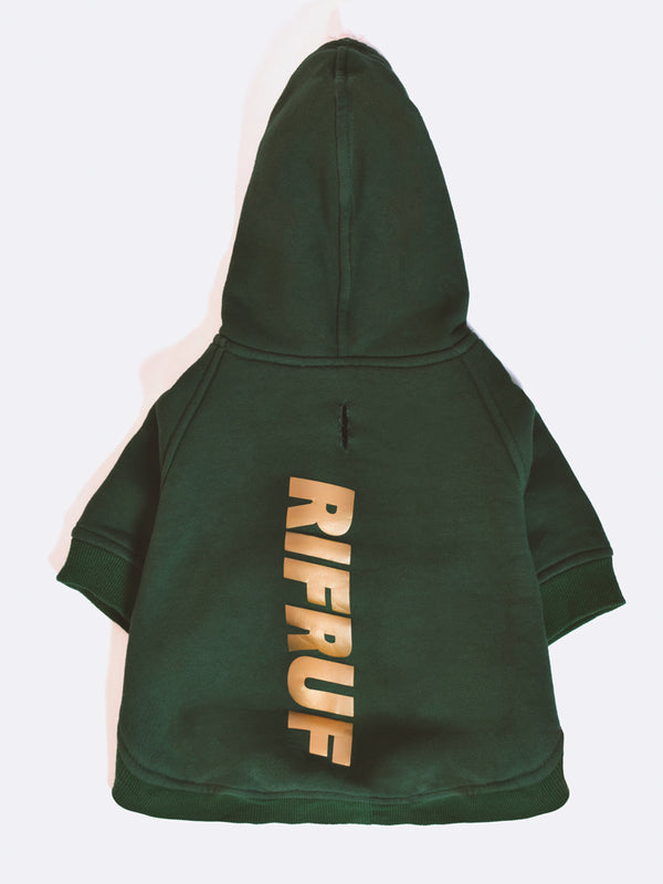 RIFRUF Essential Dog Hoodie Olive Back Studio Shot