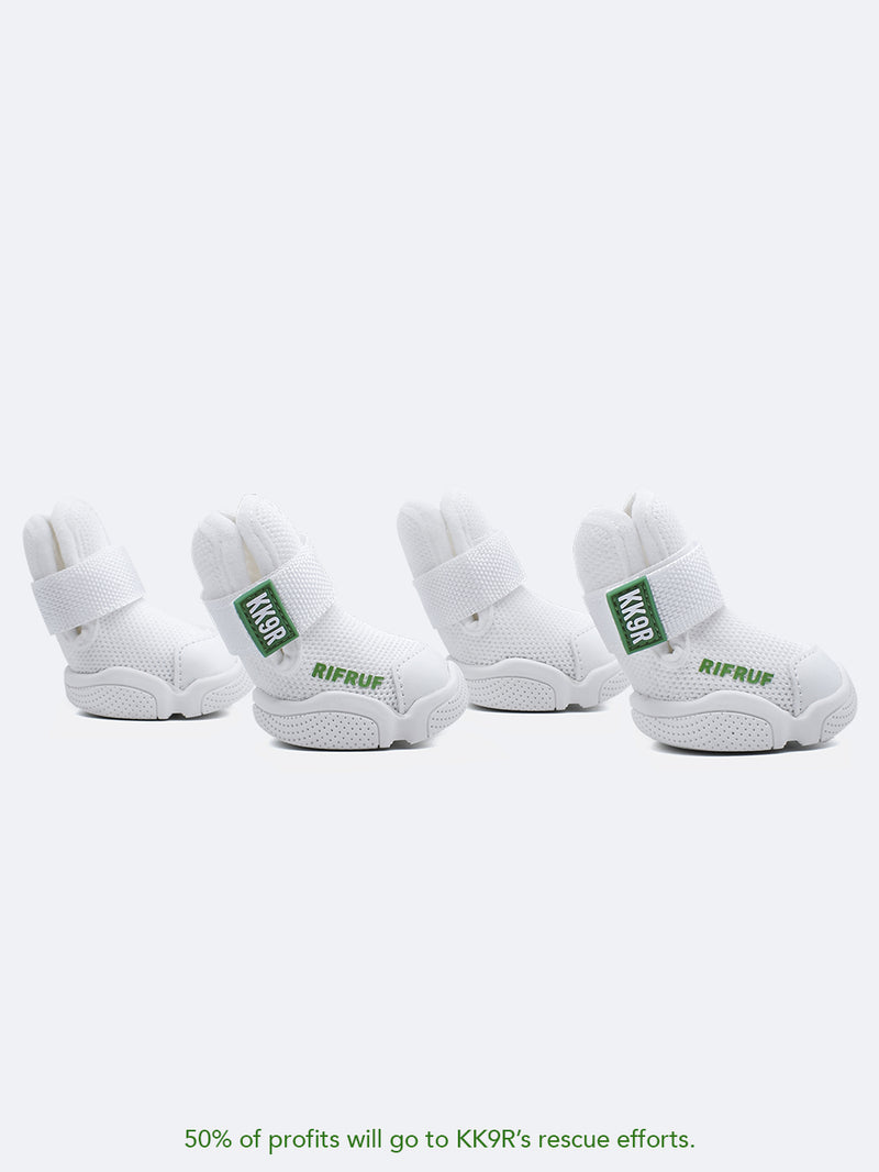 KK9R RIFRUF Caesar 1 Dog Shoes Four Pieces in White Studio Background