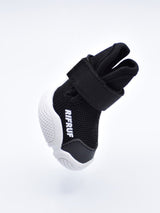 Black RIFRUF Caesar 1 Dog Shoes Floating Side View in White Studio Background