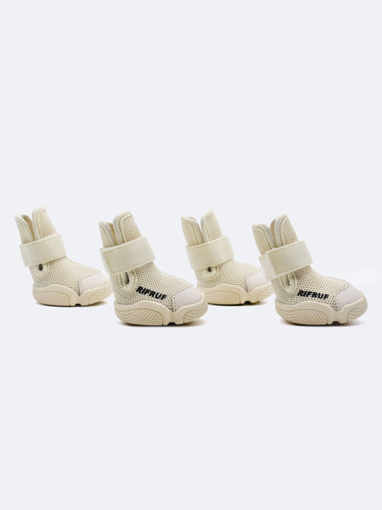 Bone RIFRUF Caesar 1 Dog Shoes Four Pieces in White Studio Background